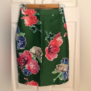 KATE SPADE size 0 green floral midi skirt